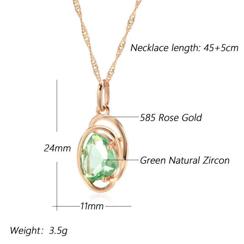 KIMLUD, Wbmqda Geometric Light Green Stone Pendant And Necklace For Women 585 Rose Gold Color Trendy Neck Chain Jewelry, KIMLUD Womens Clothes