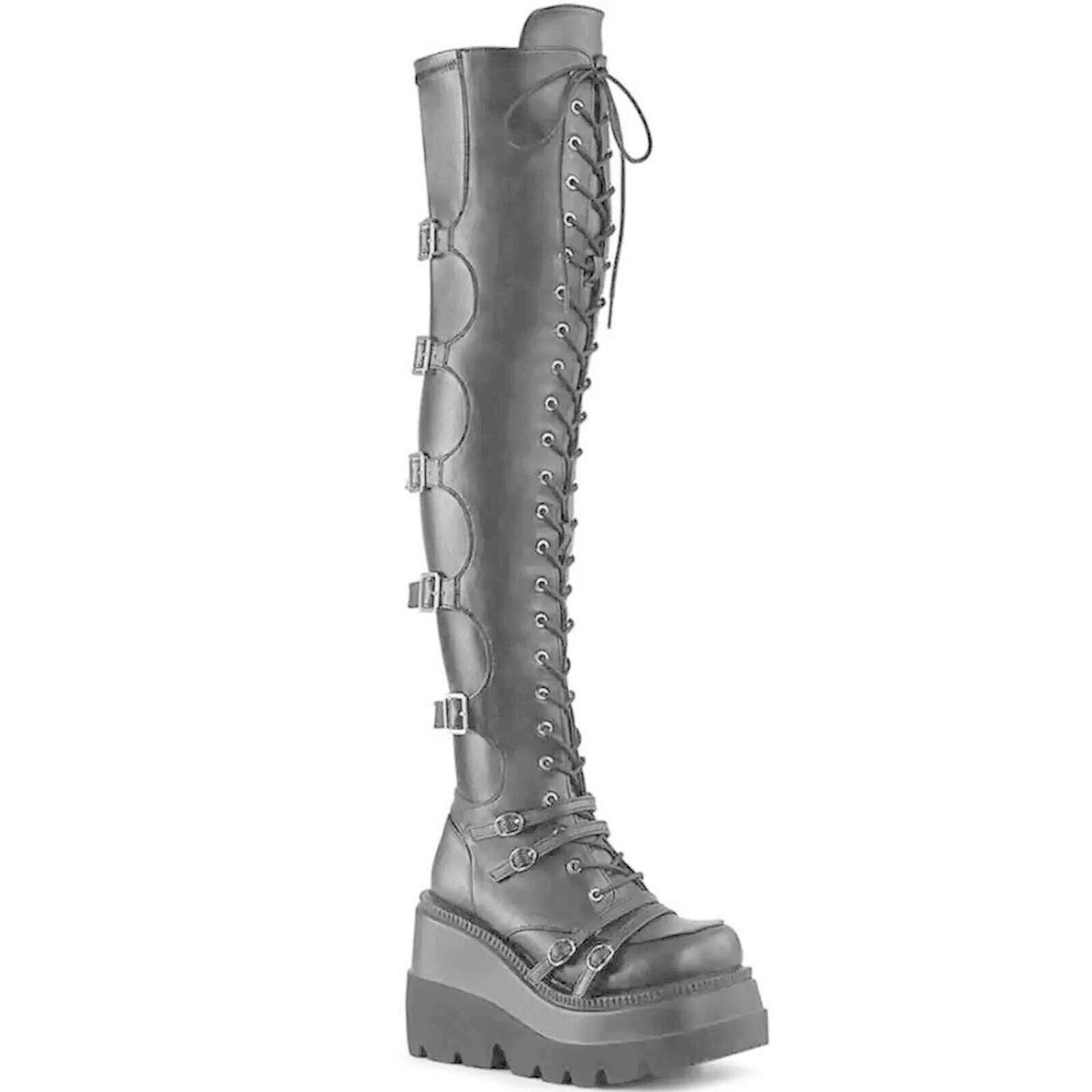 KIMLUD, Wedges Long Boots for Women Autumn Winter Over-the-knee Boots Cosplay High Platform Women Boots New High Heel Gothic Botas Altas, black / 35, KIMLUD APPAREL - Womens Clothes