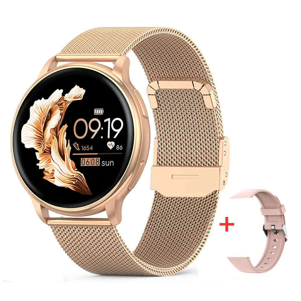KIMLUD, WEEDOM 2023 Bluetooth Call Smart Watch Women Custom Dial Watches Men Sport Fitness Tracker Heart Rate Smartwatch For Android IOS, Mesh Rosegold, KIMLUD APPAREL - Womens Clothes