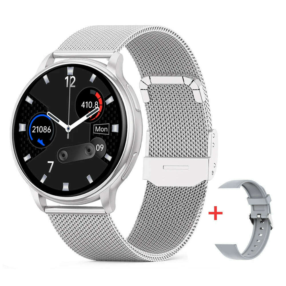 KIMLUD, WEEDOM 2023 Bluetooth Call Smart Watch Women Custom Dial Watches Men Sport Fitness Tracker Heart Rate Smartwatch For Android IOS, Mesh Silver, KIMLUD APPAREL - Womens Clothes