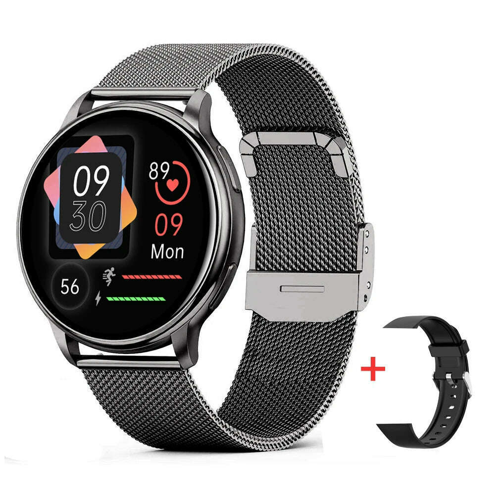 KIMLUD, WEEDOM 2023 Bluetooth Call Smart Watch Women Custom Dial Watches Men Sport Fitness Tracker Heart Rate Smartwatch For Android IOS, Mesh Black, KIMLUD APPAREL - Womens Clothes