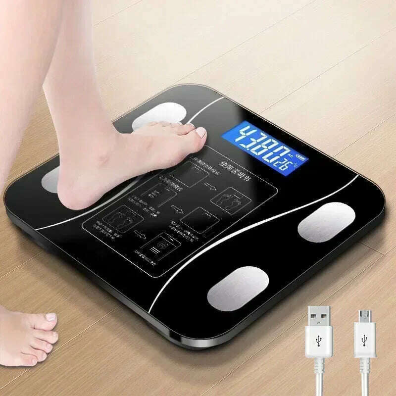 KIMLUD, Weighing Scale Healthy Smart Height Body Fat Scale Home Charging Healthy Body Scale Weight Scale Electronic Scale, black-charging, KIMLUD APPAREL - Womens Clothes