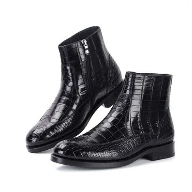 KIMLUD, weitasi  winter crocodile leather boots crocodile shoes  Pure manual  custom  men business  keep warm  Fashion style  Men boots, black / 39 / CHINA, KIMLUD Womens Clothes