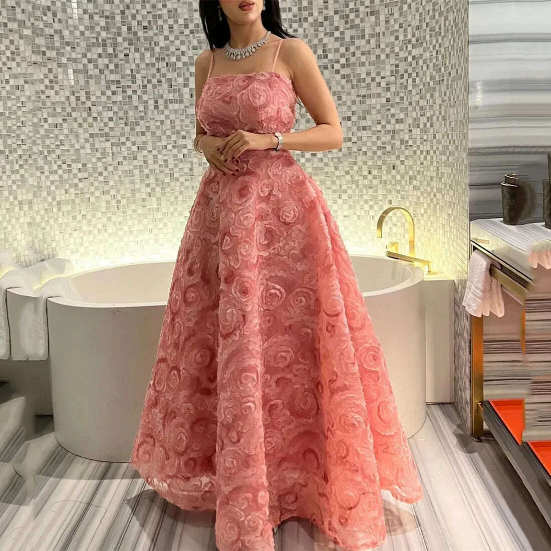 WEIYIN Custom Size Prom Dress Strapless Women 2024 New 3D Roseleaf Fashion Evening Gowns formal occasion dresses - KIMLUD