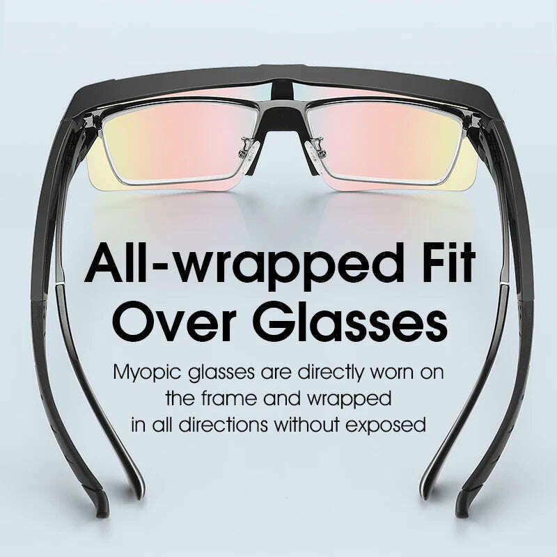 KIMLUD, WEST BIKING Photochromic Cycling Glasses Fit Over Myopic Sunglasses UV 400 Polarized Glasses Driving Fishing Eyewear Goggles, KIMLUD Womens Clothes