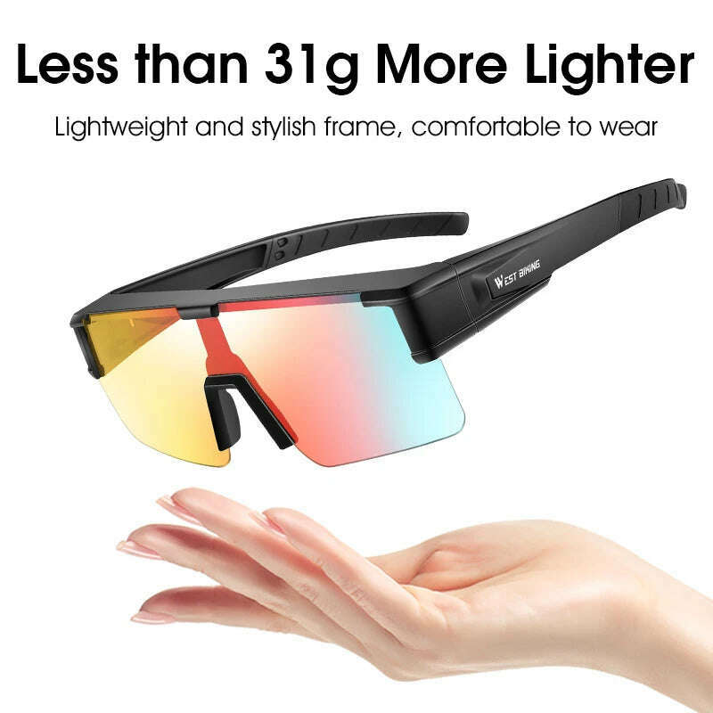 KIMLUD, WEST BIKING Photochromic Cycling Glasses Fit Over Myopic Sunglasses UV 400 Polarized Glasses Driving Fishing Eyewear Goggles, KIMLUD Womens Clothes