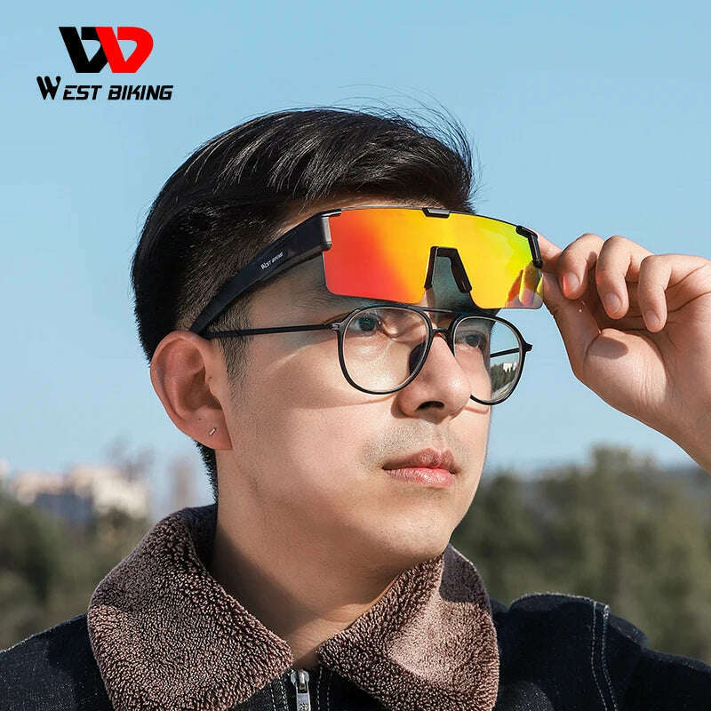 KIMLUD, WEST BIKING Photochromic Cycling Glasses Fit Over Myopic Sunglasses UV 400 Polarized Glasses Driving Fishing Eyewear Goggles, KIMLUD Womens Clothes