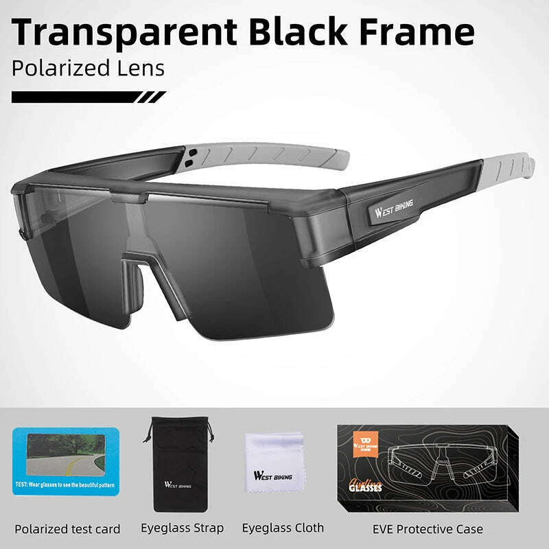 KIMLUD, WEST BIKING Photochromic Cycling Glasses Fit Over Myopic Sunglasses UV 400 Polarized Glasses Driving Fishing Eyewear Goggles, Polarized Gray, KIMLUD APPAREL - Womens Clothes