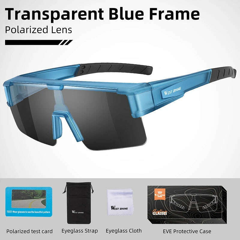 KIMLUD, WEST BIKING Photochromic Cycling Glasses Fit Over Myopic Sunglasses UV 400 Polarized Glasses Driving Fishing Eyewear Goggles, Polarized Blue, KIMLUD APPAREL - Womens Clothes