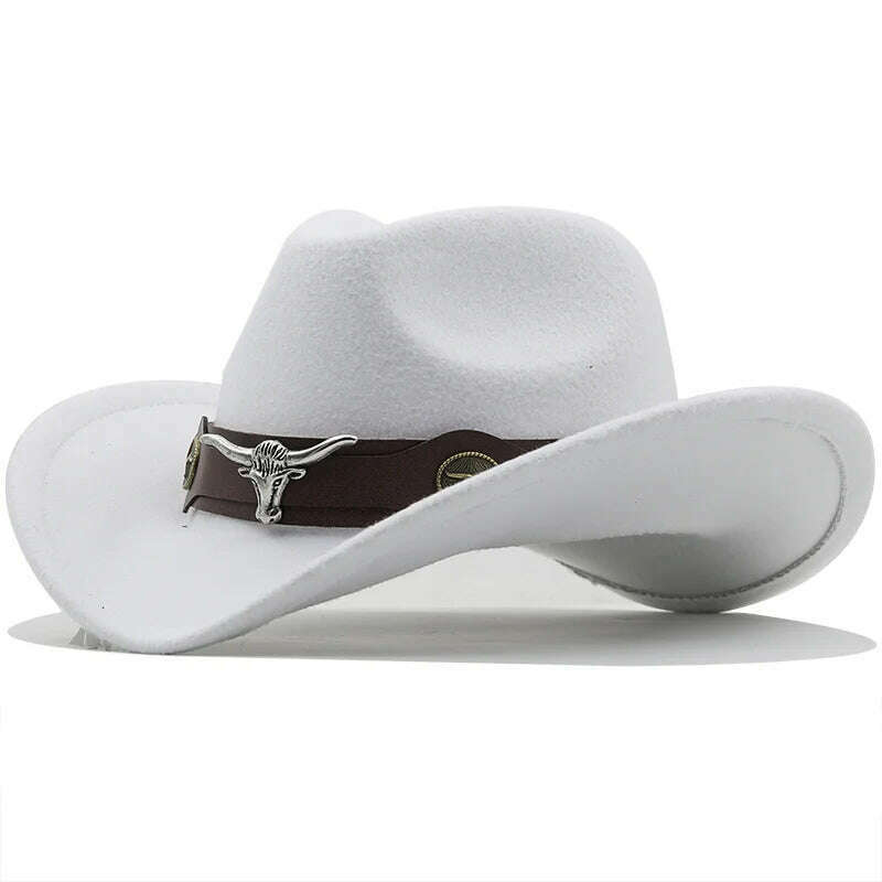KIMLUD, West cowboy hat Chapeu black wool man Wome hat Hombre Jazz hat Cowgirl large hat for men sombreros 56-58Cm, JXF-549 white / 56-58CM, KIMLUD APPAREL - Womens Clothes