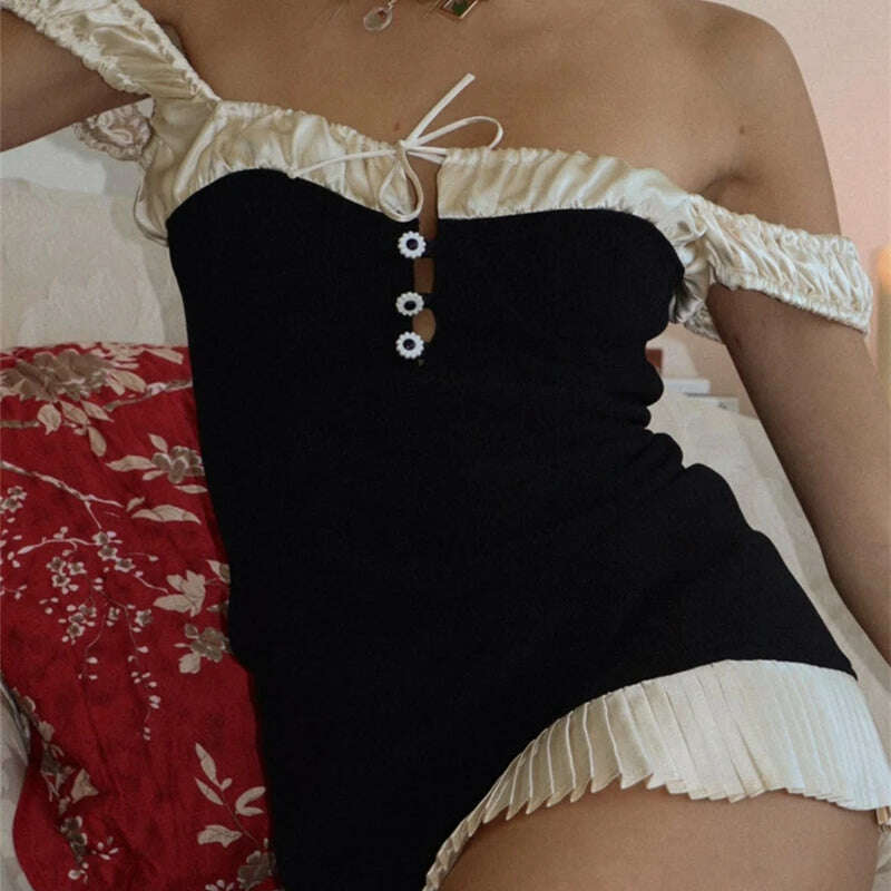 KIMLUD, WhereMery Vintage Square-neck Stitch Prom Dress Sexy Spaghetti Strap Pleated Mini Dresses Summer Party Club Sleeveless Vestido, KIMLUD Womens Clothes