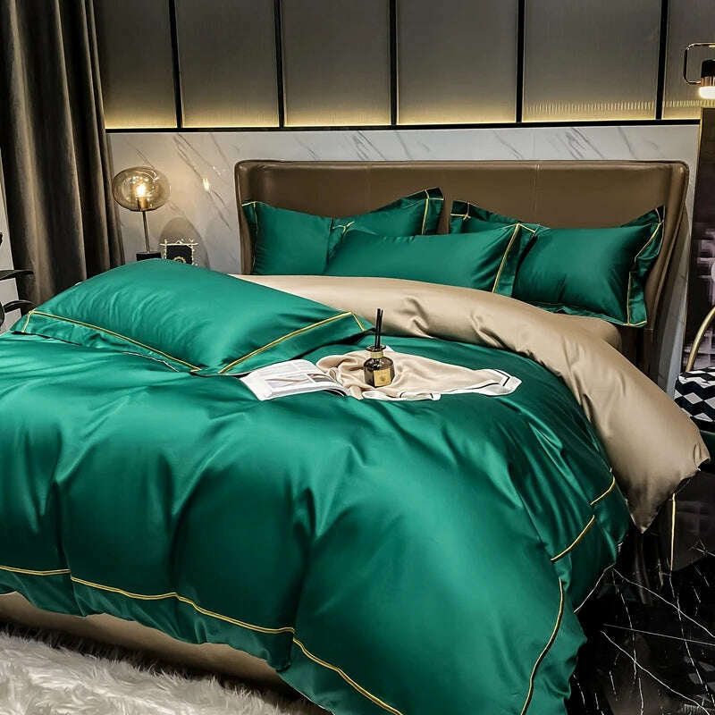White Egyptian Cotton Bedding Sets Queen King Size Embroidery Duvet Cover Flat/Fitted Sheet Bed Linen Hotel Style Home Textiles - KIMLUD