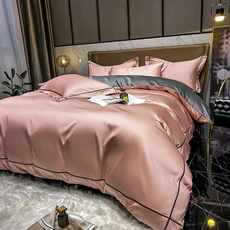 White Egyptian Cotton Bedding Sets Queen King Size Embroidery Duvet Cover Flat/Fitted Sheet Bed Linen Hotel Style Home Textiles - KIMLUD