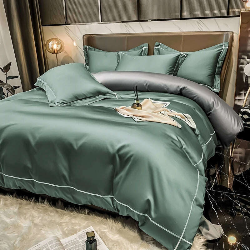 White Egyptian Cotton Bedding Sets Queen King Size Embroidery Duvet Cover Flat/Fitted Sheet Bed Linen Hotel Style Home Textiles - KIMLUD