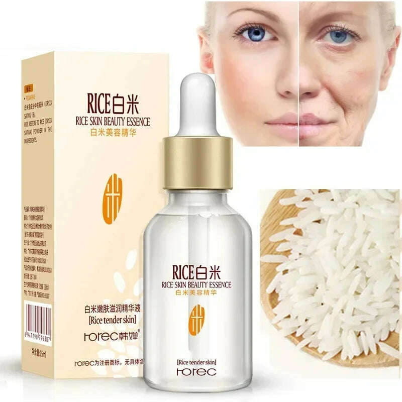 KIMLUD, White Rice Face Serum Whitening Serum Shrink Pores Brightening Cream Anti Aging Lines and Wrinkles for Glowing Skin Firm Essence, Default Title, KIMLUD Womens Clothes