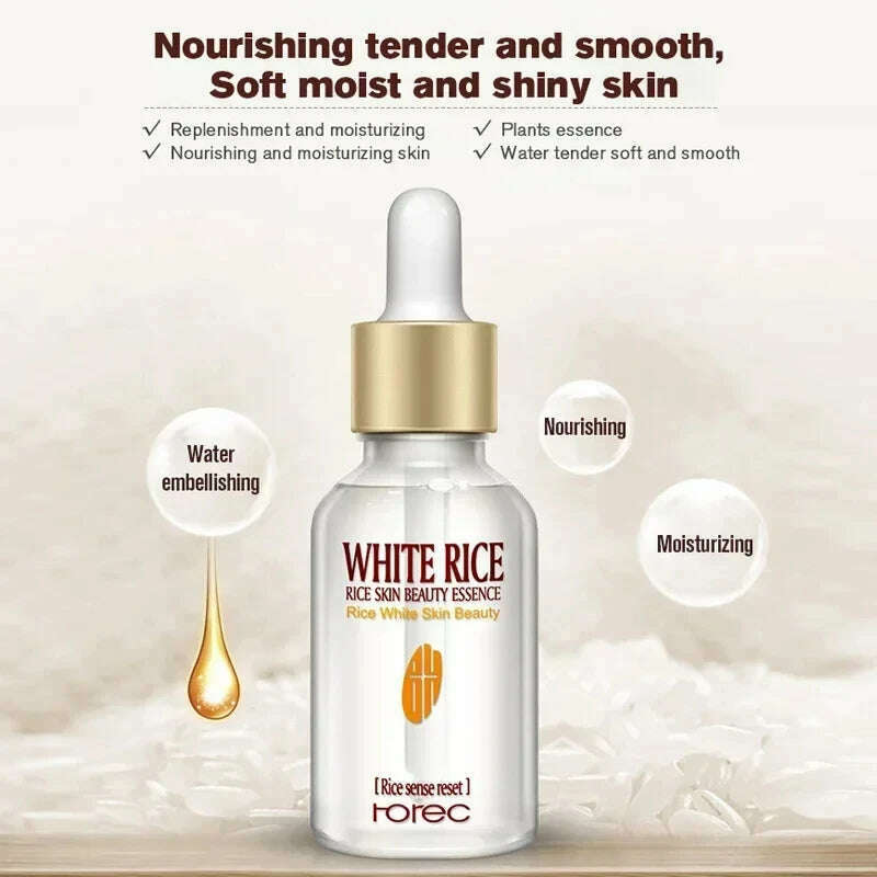 KIMLUD, White Rice Face Serum Whitening Serum Shrink Pores Brightening Cream Anti Aging Lines and Wrinkles for Glowing Skin Firm Essence, KIMLUD Womens Clothes