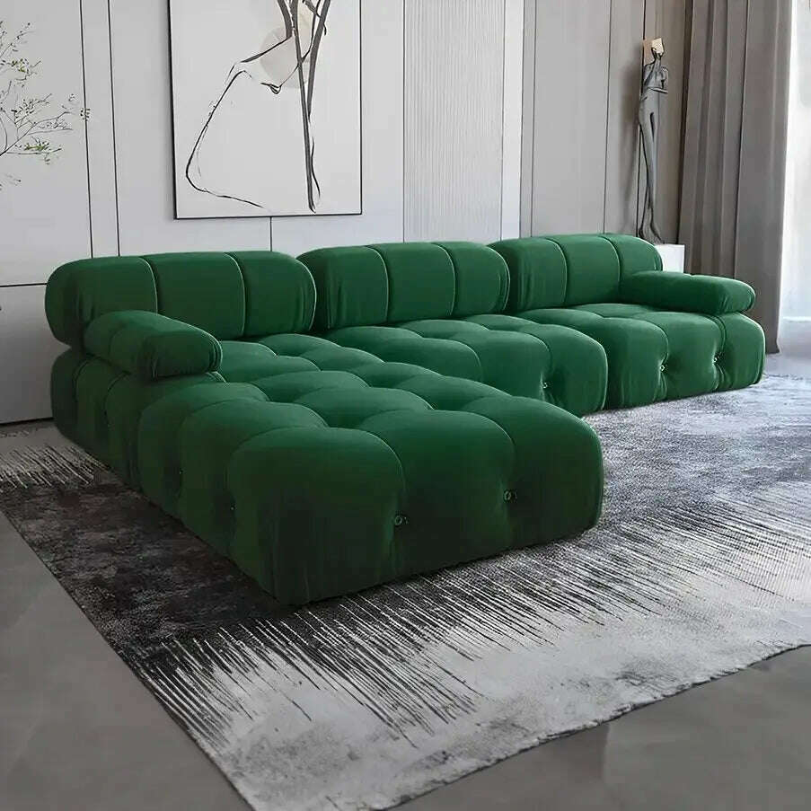 KIMLUD, Wholesale Green Velvet Chesterfield Sofa Modern Luxury Fabric Couch Home Sofa Set Living Room Furniture, KIMLUD Women's Clothes