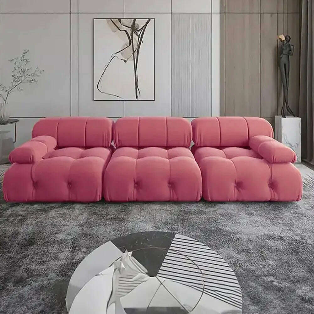 KIMLUD, Wholesale Green Velvet Chesterfield Sofa Modern Luxury Fabric Couch Home Sofa Set Living Room Furniture, Pink / One Seat / CHINA, KIMLUD Womens Clothes