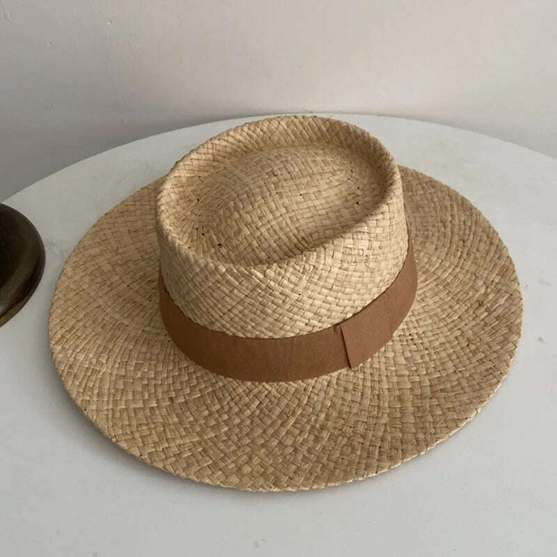KIMLUD, Wide Brim Straw Fedora Hat Ribbon Band Beach Hats Women Straw Woven Sun Hats Summer Holidaty Panama Hat, Rust Red, KIMLUD Womens Clothes