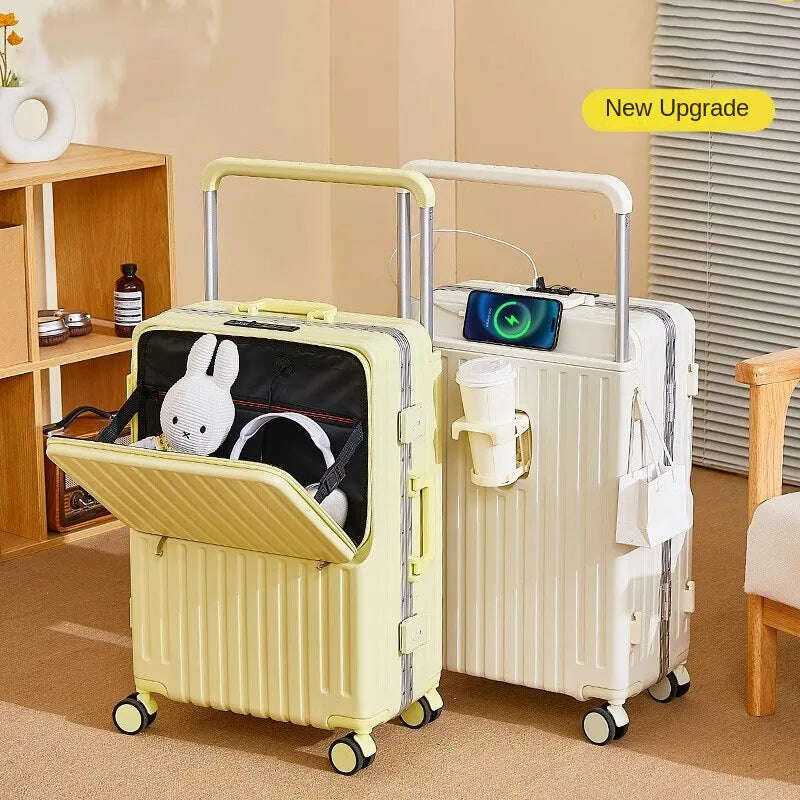 KIMLUD, Wide Handle Front Opening Luggage 20" Suitcase Laptop Bag Multifunction Password Trolley Case Carrier 28-inch Large Capacity, KIMLUD Womens Clothes