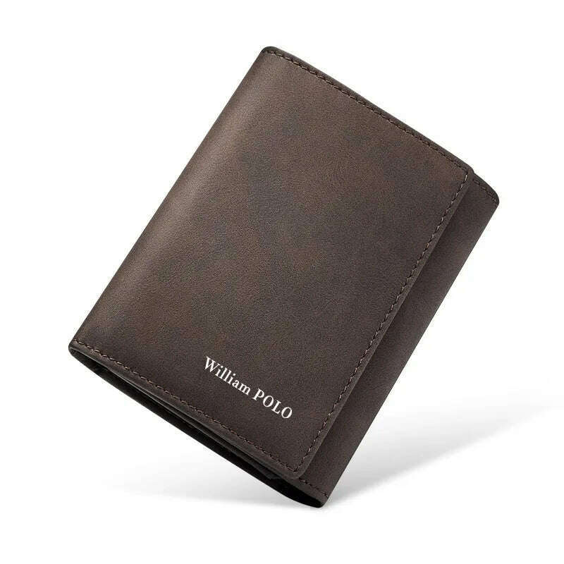 KIMLUD, WILLIAMPOLO 2024 New Men's Wallet Leather Men's Anti THeft Wallet For Card Document Holder Side Purse Male Cool Purse Boy, Coffee, KIMLUD Womens Clothes