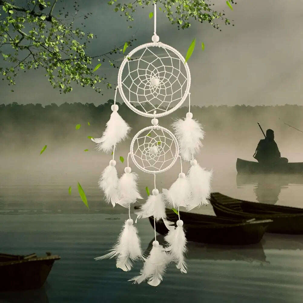 KIMLUD, Wind Chimes Handmade Dream Catcher Net With Feathers Wall Hanging Dreamcatcher Craft Gift Christmas Decoration For Home, CHINA, KIMLUD Womens Clothes