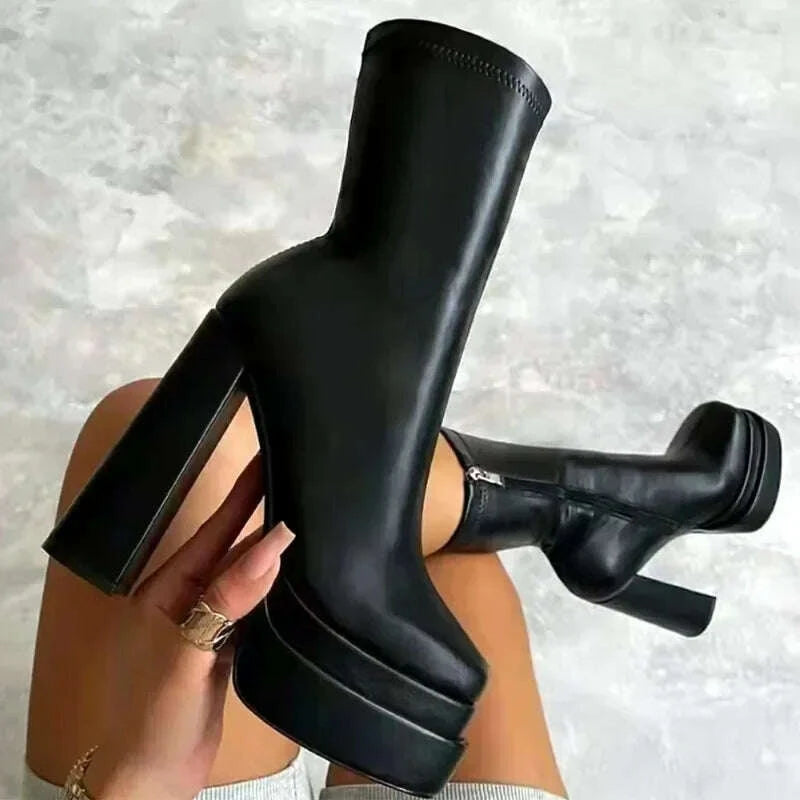 Winter Ankle Boots - Slip-On - Two-Layer Pigskin | KIMLUD