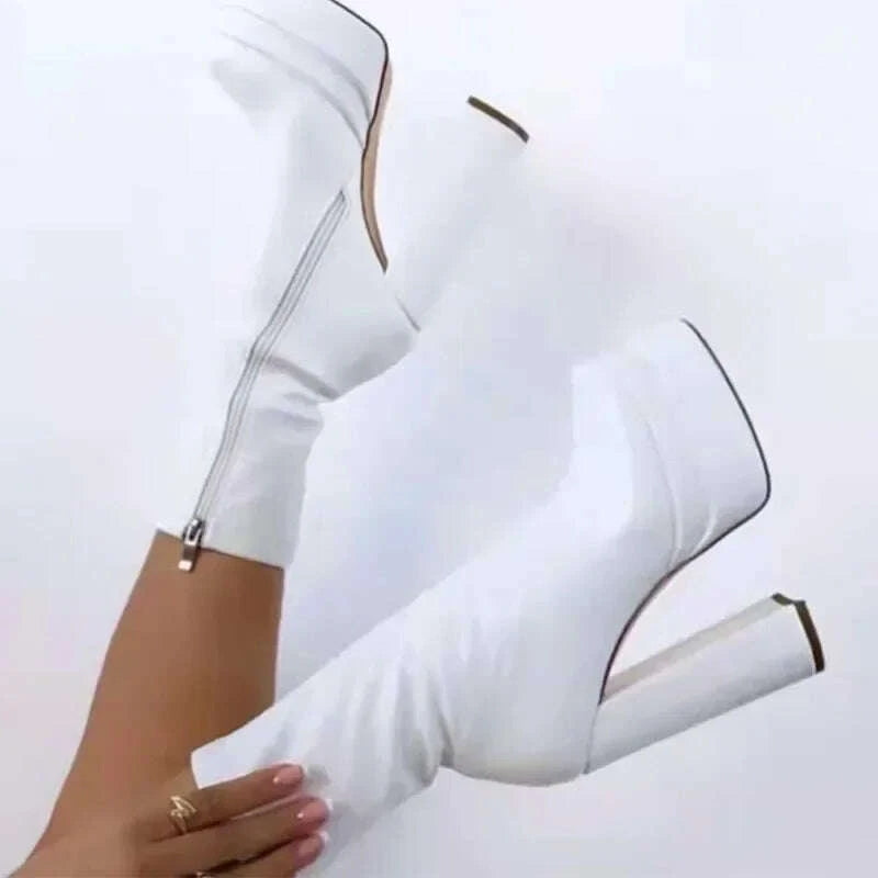 Winter Ankle Boots - Slip-On - Two-Layer Pigskin | KIMLUD