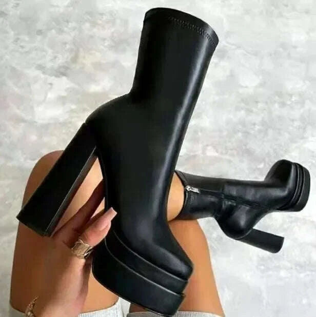 Winter Ankle Boots - Slip-On - Two-Layer Pigskin | KIMLUD