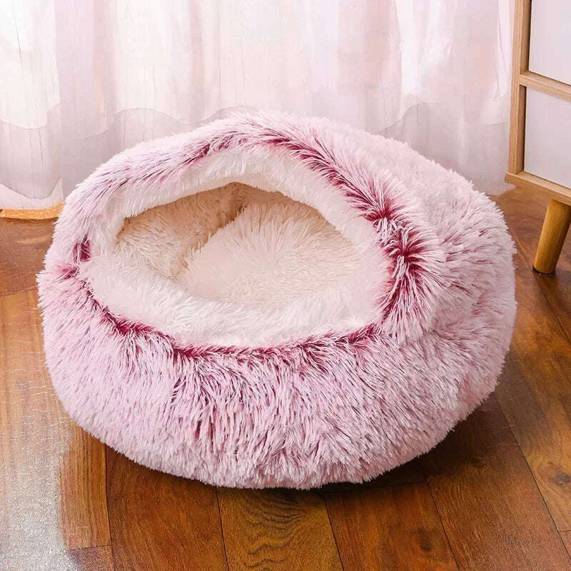 winter dog Plush Round Bed Pet Mattress Warm Soft Comfortable Basket Cat Dog Sleeping Bag Nest for Small Dogs Medium dogs cat - KIMLUD