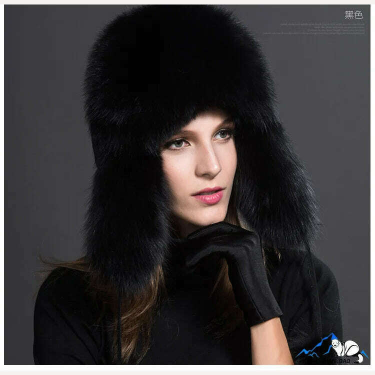 KIMLUD, Winter Fur Hat Real Raccoon Fur Hat Natural Fur Bomber Hat With Ear Flaps For Women Skiing Hat Outdoor Earflap Hat Thick Fur Hat, KIMLUD Womens Clothes