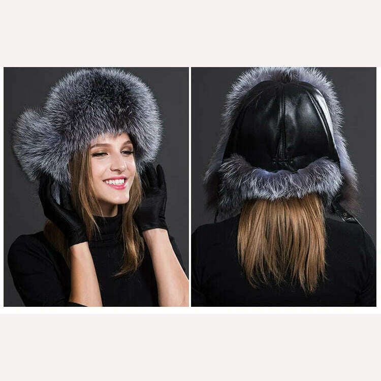 KIMLUD, Winter Fur Hat Real Raccoon Fur Hat Natural Fur Bomber Hat With Ear Flaps For Women Skiing Hat Outdoor Earflap Hat Thick Fur Hat, KIMLUD Womens Clothes