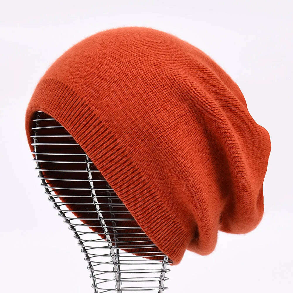 KIMLUD, Winter Hat Beanie Plain Knitted Autumn Winter Warm Cashmere Soft Slouchy Skull Caps Beanies Men Women Street Hats, Caramel, KIMLUD Womens Clothes