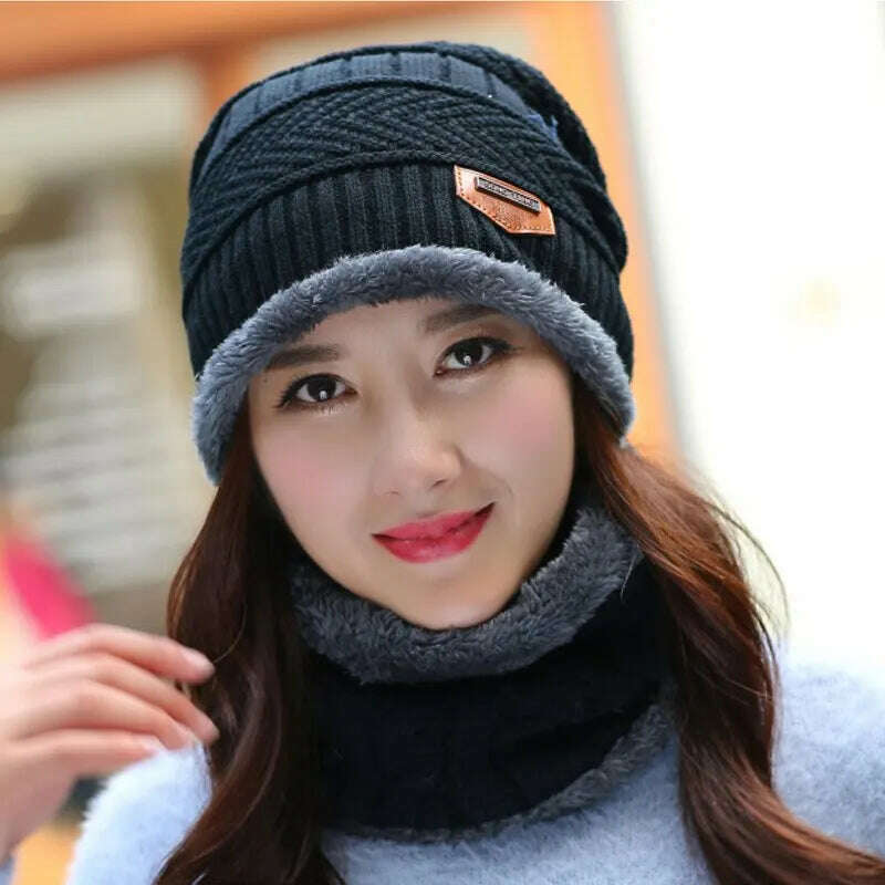 KIMLUD, Winter Hat Skullies Beanies Hats Beanies For Men Women Wool Scarf Caps Balaclava Mask Gorras Bonnet Knitted Hat, KIMLUD Womens Clothes