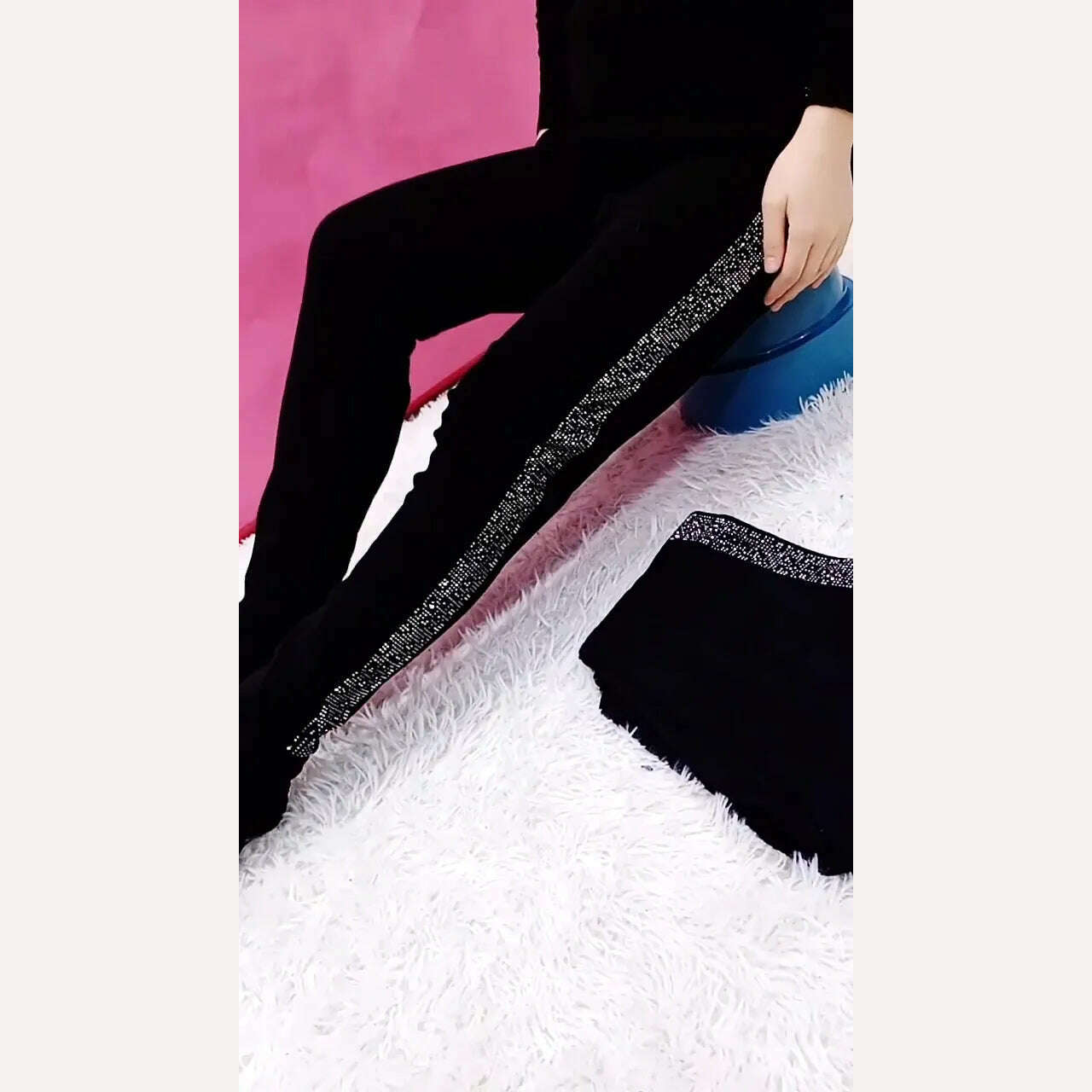 Winter Leopard Print Diamond Black Fleece Lining Leggings Women High Waist Casual Outwear Slimming Warm Leggings Pants Trousers - KIMLUD
