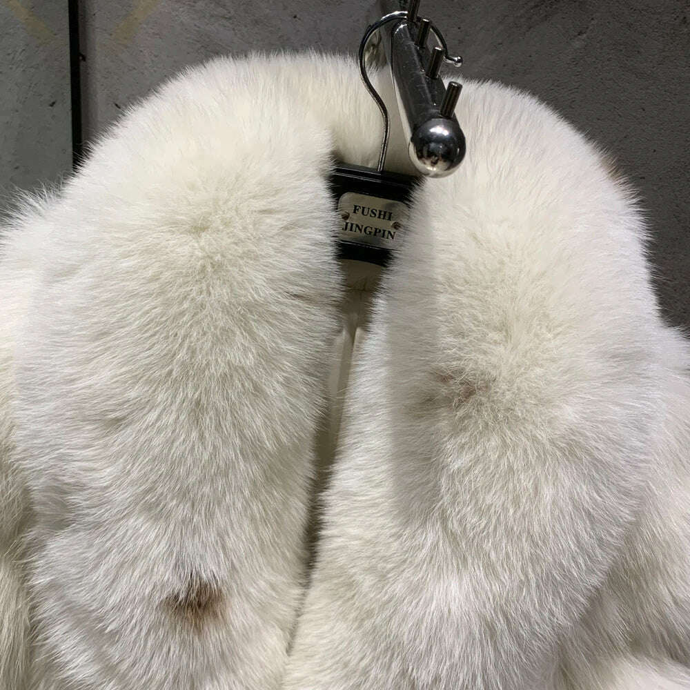 KIMLUD, Winter Long Fur Coats Winter Female Natural Fox Fur OutWear Full Pelt Real Fox Fur Jackets with Long Sleeve, KIMLUD Womens Clothes