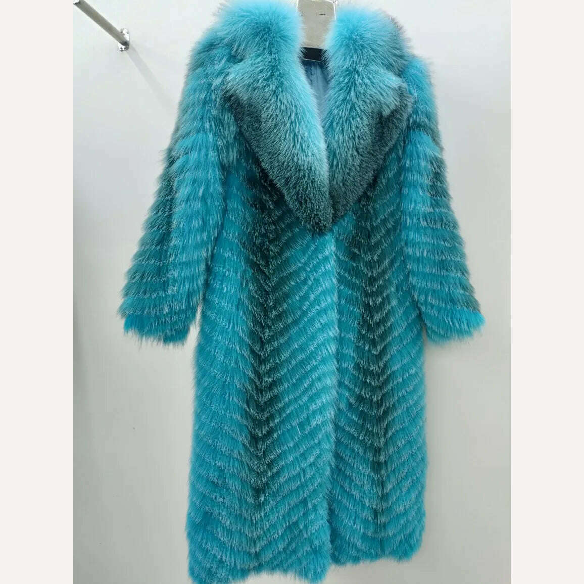 KIMLUD, Winter Long High Quality Real Cross Fox Fur Coat Women X-Length With Big Hood Pink Fashion Thicken Warm Fur Jacket Female, KIMLUD Womens Clothes