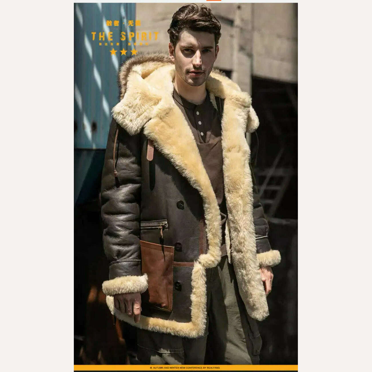 KIMLUD, Winter Men Original Fur Coat Mid-length Thickened Sheepskin Leather Coat Bomber Hooded Wool Lining Warm Snow Men's Clothing, KIMLUD Womens Clothes
