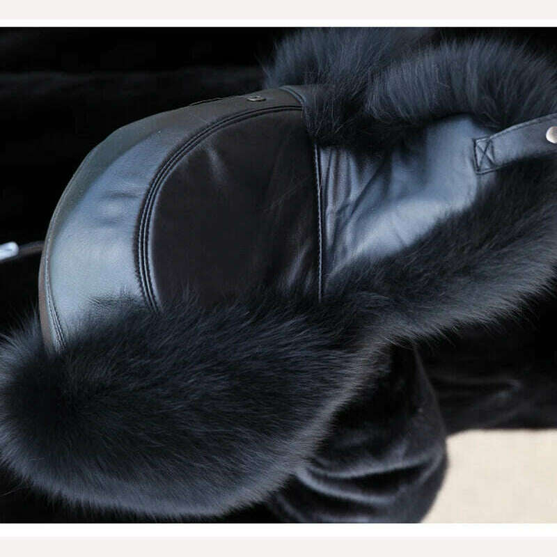 Winter Men's 100% Real Silver Fox Fur Bomber Hat Raccoon Fur Ushanka Cap Trapper Russian Man Ski Hats Caps Real Leather - KIMLUD