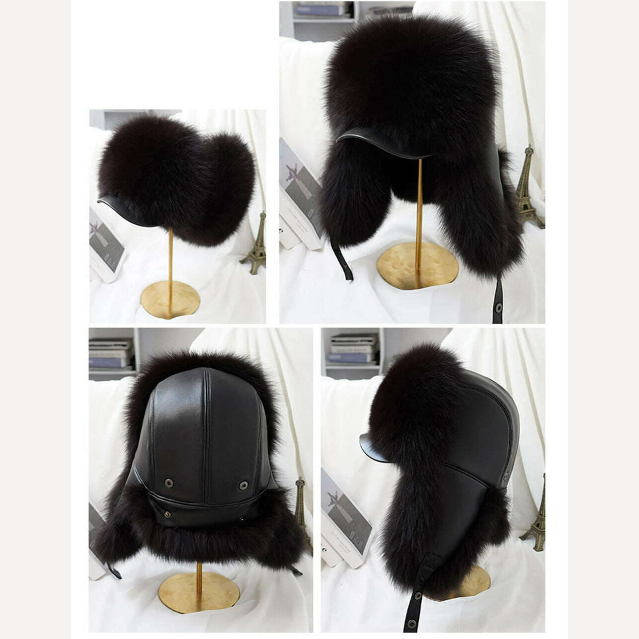Winter Men's 100% Real Sliver Fox Fur Bomber Hat Raccoon Fur Ushanka Cap Trapper Russian Man Ski Hats Caps Mens Raccoon Fur Hat - KIMLUD