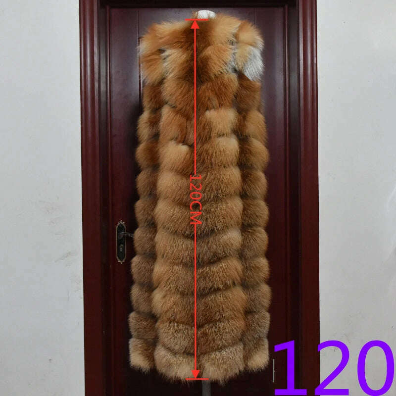 KIMLUD, Winter Red Fox Fur Vest Female Real Extended Long  Women Red Fox Fur Waistcoat Natural Fox Fur Waistcoat Long Free Shipping, red fox  120 / M, KIMLUD Womens Clothes