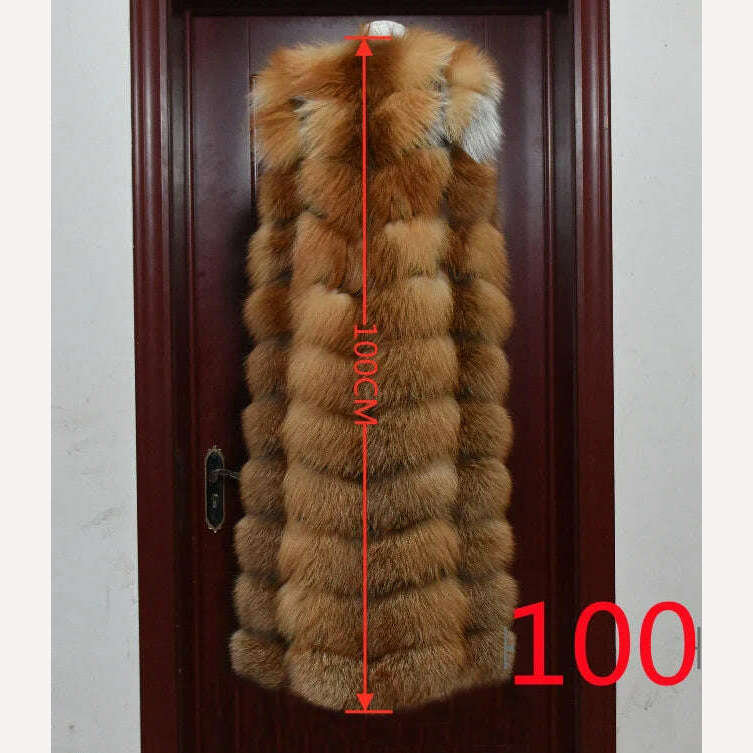 KIMLUD, Winter Red Fox Fur Vest Female Real Extended Long  Women Red Fox Fur Waistcoat Natural Fox Fur Waistcoat Long Free Shipping, KIMLUD Womens Clothes