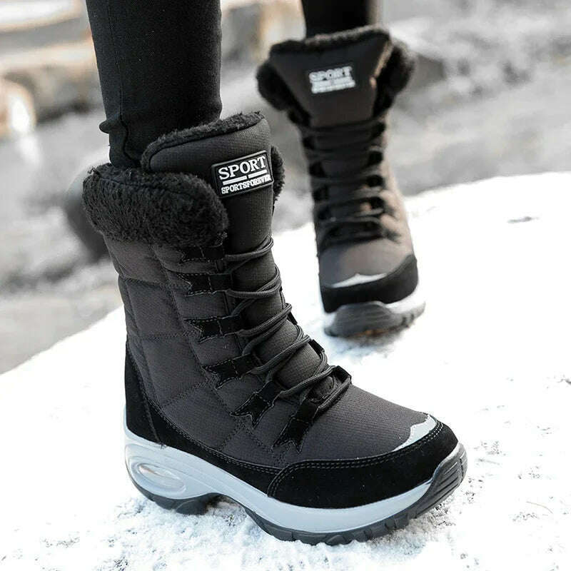Winter Women Boots Platform Shoes Keep Warm Thigh High Snow Boots Outdoor Ladies Slip on Comfortable Waterproof Fur Femme Boots - KIMLUD