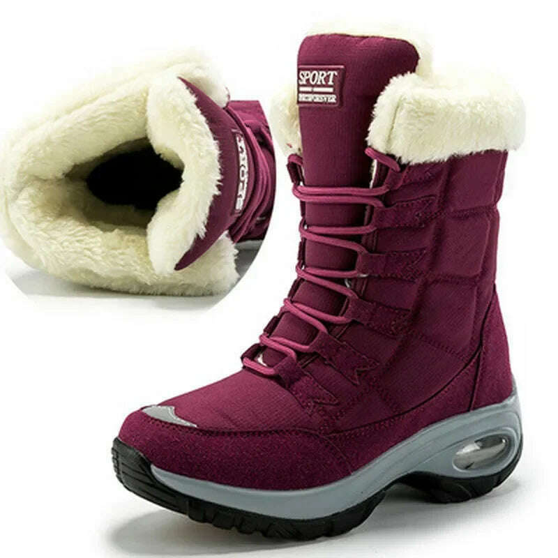 Winter Women Boots Platform Shoes Keep Warm Thigh High Snow Boots Outdoor Ladies Slip on Comfortable Waterproof Fur Femme Boots - KIMLUD