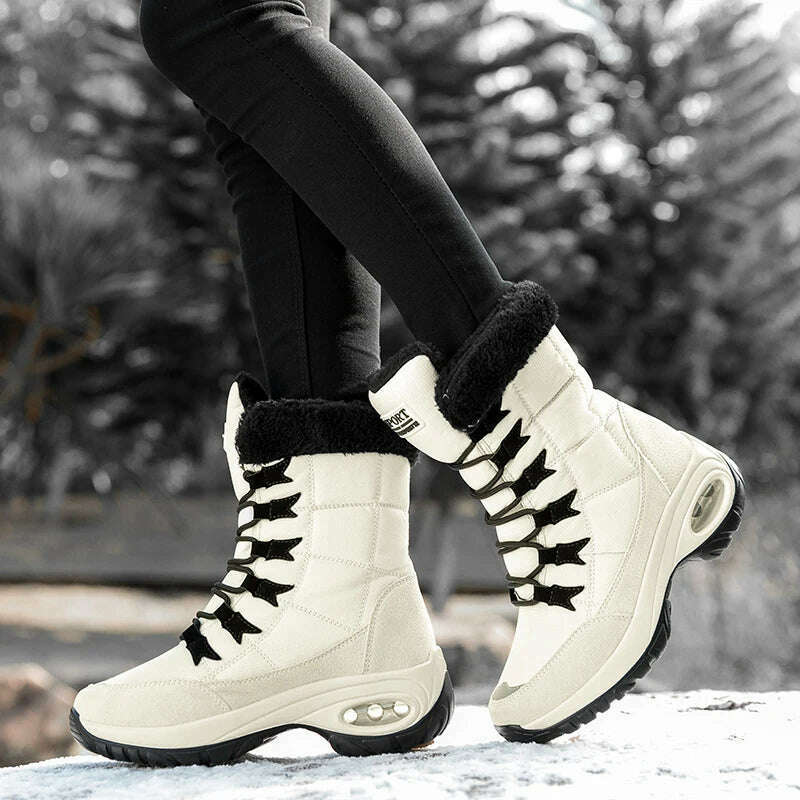 Winter Women Boots Platform Shoes Keep Warm Thigh High Snow Boots Outdoor Ladies Slip on Comfortable Waterproof Fur Femme Boots - KIMLUD