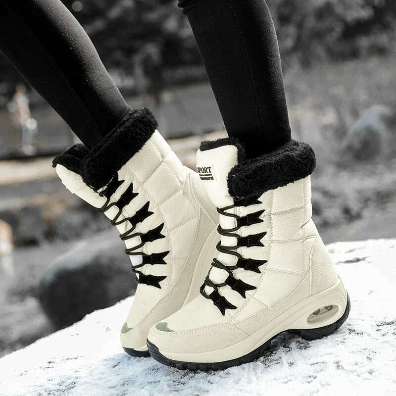 Winter Women Boots Platform Shoes Keep Warm Thigh High Snow Boots Outdoor Ladies Slip on Comfortable Waterproof Fur Femme Boots - KIMLUD