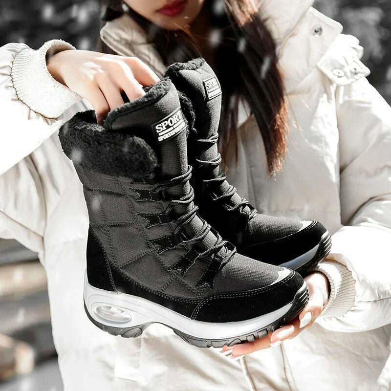 Winter Women Boots Platform Shoes Keep Warm Thigh High Snow Boots Outdoor Ladies Slip on Comfortable Waterproof Fur Femme Boots - KIMLUD
