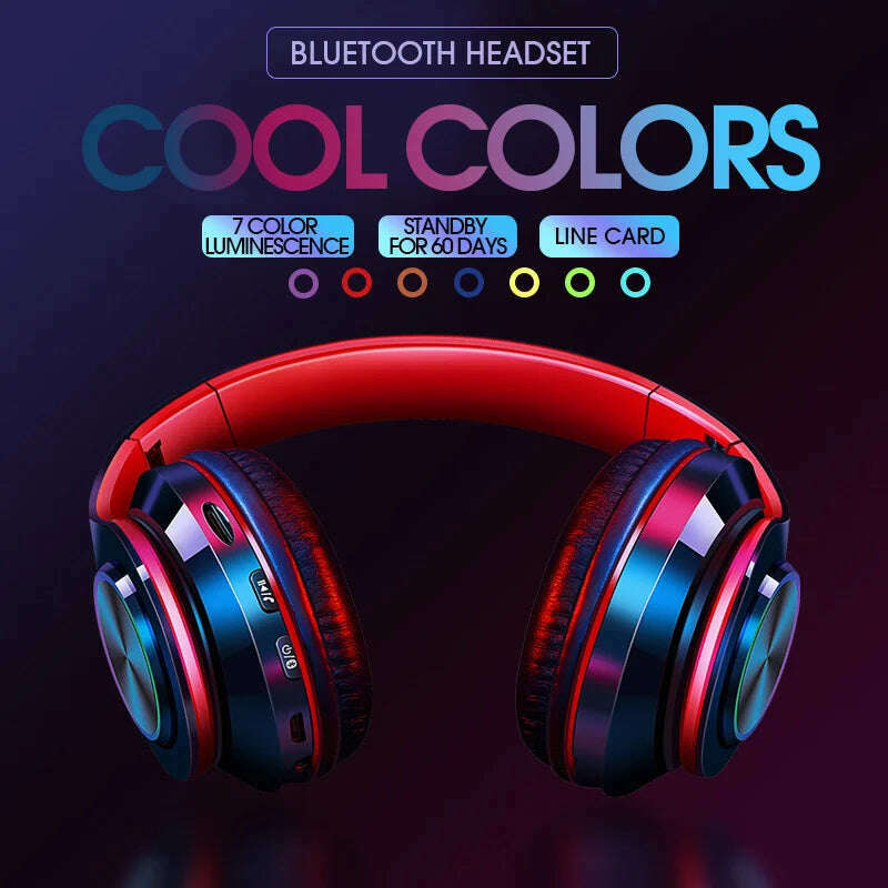 KIMLUD, Wireless Bluetooth Headset Foldable Headphones HiFi Stereo Earphone With Mic Support SD Card FM For Xiaomi Iphone Sumsamg Phone, KIMLUD Womens Clothes