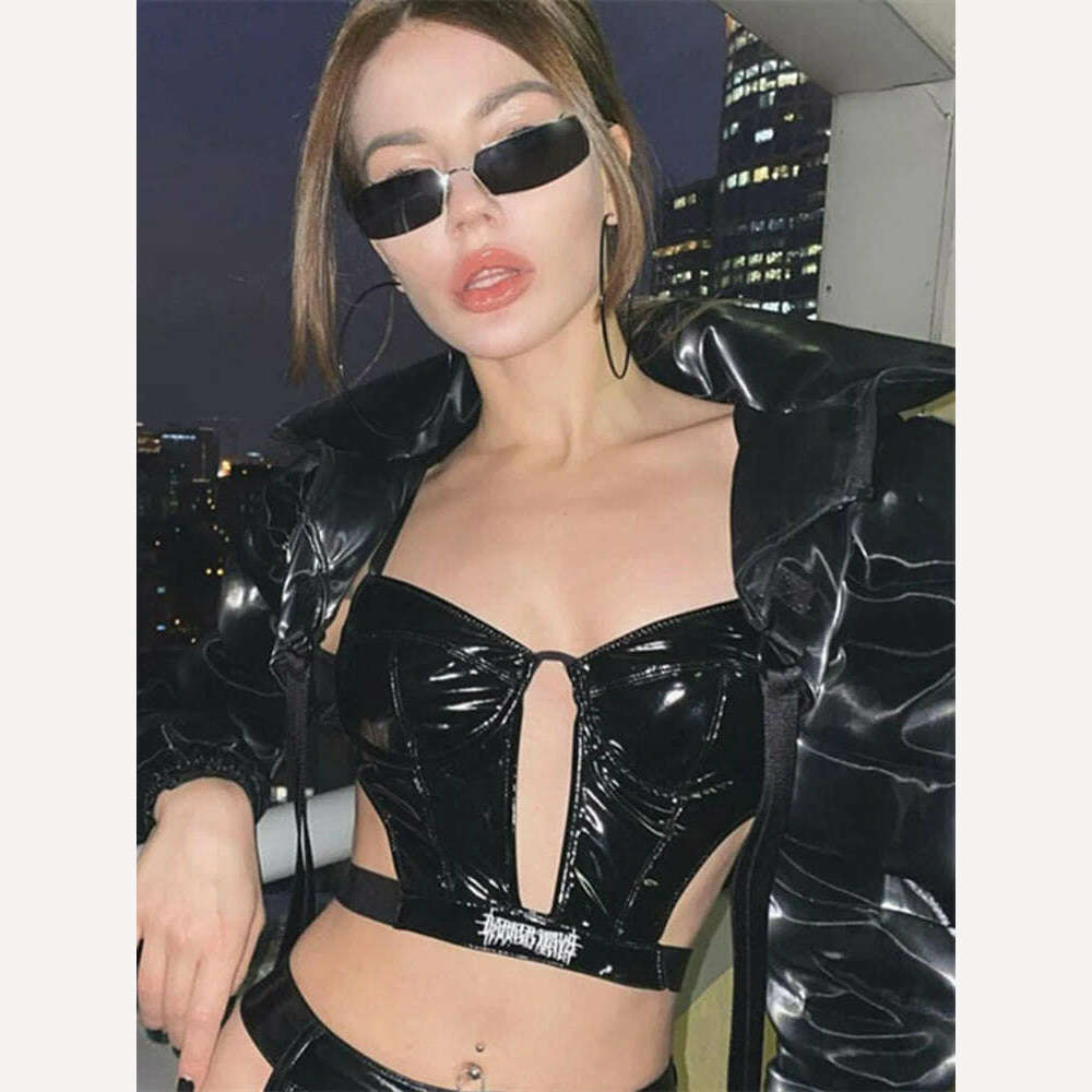 KIMLUD, WJFZQM Backless Short Bread Jacket Women Casual Street Wear Winter Solid Color High Necked Padded Cotton Coat Adjustment Buckle, KIMLUD Womens Clothes