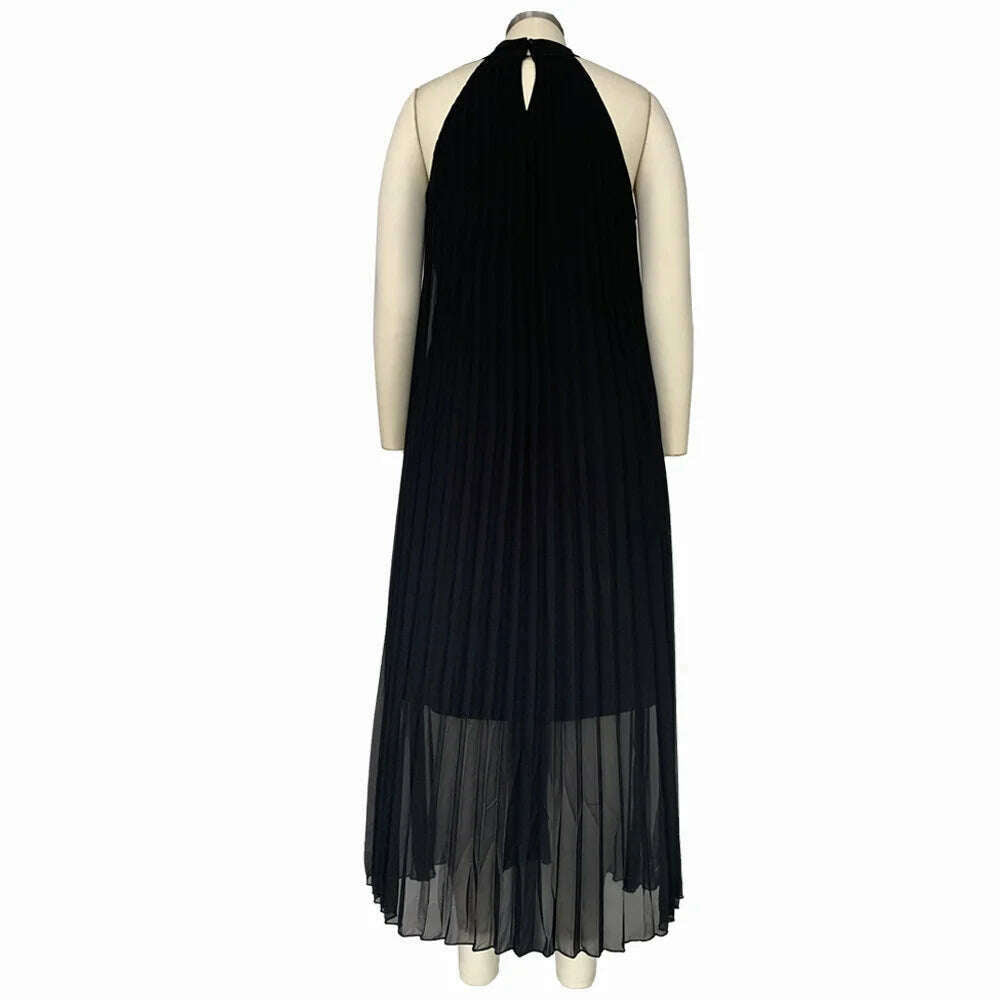 Wmstar Plus Size Women Long Dress leeveless Bandage Halter Hollow Out Splited A-line Maxi Dresses Outfits Wholesale Dropshipping - KIMLUD